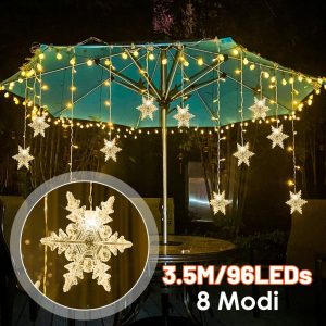 Clanmacy LED-Lichterkette »Schneeflocke Lichterketten 3.5m 96LED Lichterkette Warmweiß Weihnachten Schneeflocke Lichterketten 8 Modi…
