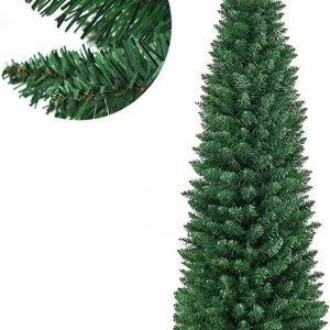 COSTWAY Künstlicher Weihnachtsbaum »Bleistift Weihnachtsbaum, Tannenbaum«, 150cm, inkl. 220 PVC Nadeln, & Metallständer, ideal für Zuhause, Büro,…