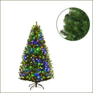 COSTWAY Künstlicher Weihnachtsbaum »LED Tannenbaum«, 150cm, inkl. 600 Zweige, 150 LED-Lichterketten mit 11 Modi & 5 Farbwechsel und Metallständer,…