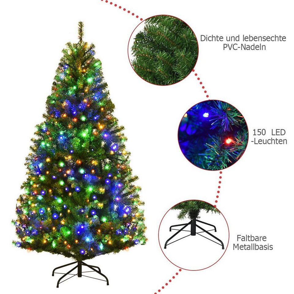 ️COSTWAY Künstlicher Weihnachtsbaum »LED Tannenbaum«, 150cm, inkl. 600 