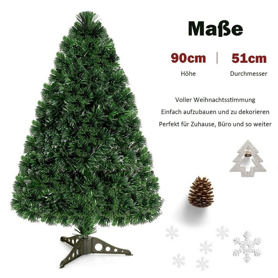 ️COSTWAY Künstlicher Weihnachtsbaum »Tannenbaum«, 90cm, mit Glasfaser