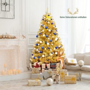 COSTWAY Künstlicher Weihnachtsbaum »Tannenbaum Gold«, 180cm, 1036 PVC Nadeln, mit Metallständer