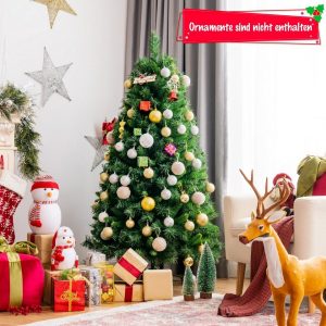 COSTWAY Künstlicher Weihnachtsbaum »Weihnachten Kunstbaum«, 150cm, mit Metallständer, ideal für Zuhause, Büro, Geschäfte und Hotels, Grün