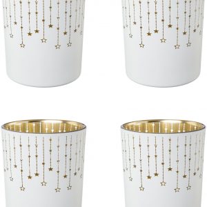 Creativ deco Teelichthalter, (4 St.), mit goldfarbener Innenseite