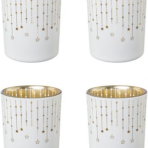 Creativ deco Teelichthalter, (4 St.), mit goldfarbener Innenseite