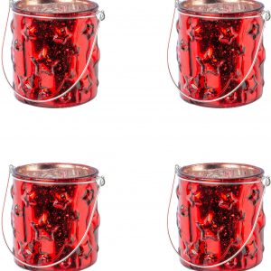 Creativ deco Windlicht, (4 St.), Glas mit Stern-Struktur