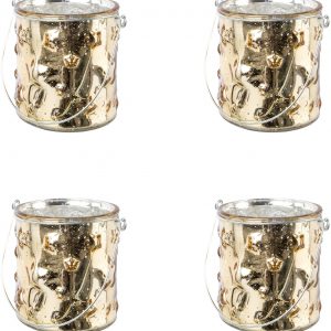 Creativ deco Windlicht, (4 St.), Glas mit Stern-Struktur