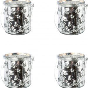 Creativ deco Windlicht, (4 St.), Glas mit Stern-Struktur