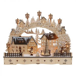 Dekohelden24 Schwibbogen »LED Holz Schwibbogen mit bewegtem Weihnachtsbaum,«