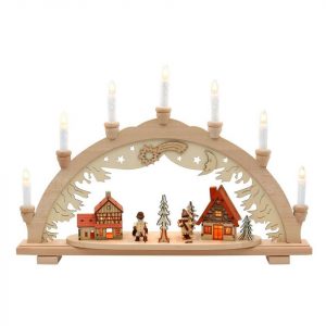 Dekohelden24 Schwibbogen »Schwibbogen, Motiv: Walddorf Holzleute, 10 flammig«