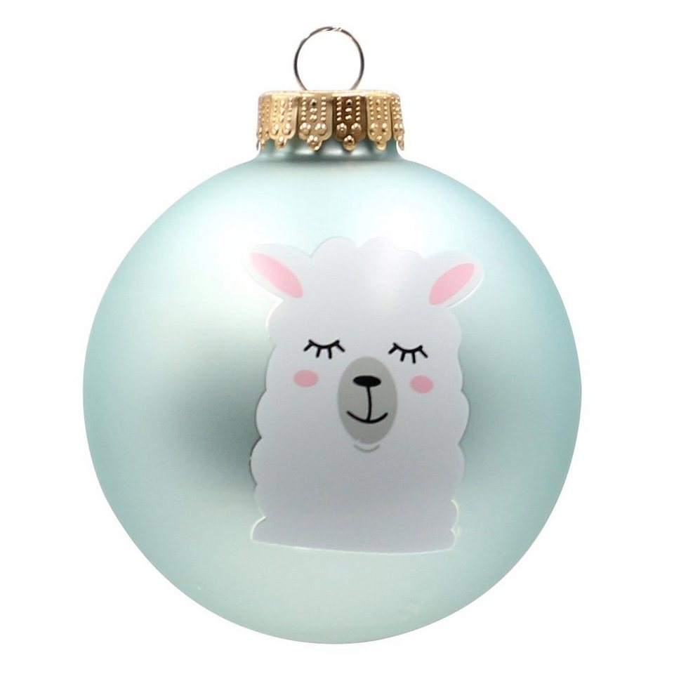 Dekohelden24 Weihnachtsbaumkugel »Christbaumkugel mit Lama, Motiv: Schön, dass es« – Bild 2