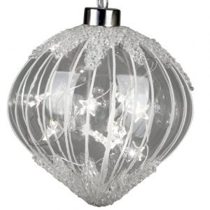 dekojohnson Christbaumschmuck »Weihnachtskugel LED-Glas-Kugel 12cm mit Eisdekor«