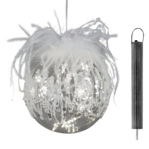 dekojohnson Christbaumschmuck »Weihnachtskugel LED-Glas-Kugel weiß 10cm Eisdekor«