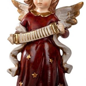 dekojohnson Engelfigur »Weihnachtsengel mit Akkordeon rot gold 10×16 cm« (kein Set, kein Set)