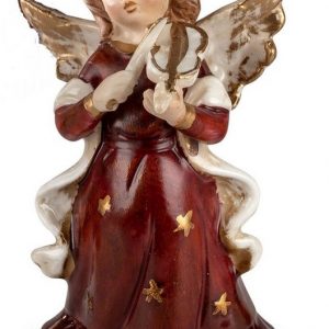 dekojohnson Engelfigur »Weihnachtsengel mit Geige bordeaux-rot gold 10 cm« (kein Set, kein Set)