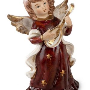 dekojohnson Engelfigur »Weihnachtsengel mit Gitarre bordeaux-rot gold 10« (kein Set, kein Set)