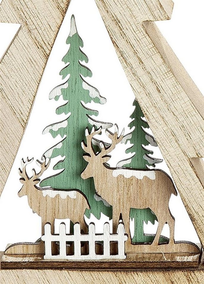 dekojohnson Künstlicher Weihnachtsbaum »Deko-Baum mit Waldmotiv 3D Holzbild Waldszene 16cm« – Bild 2