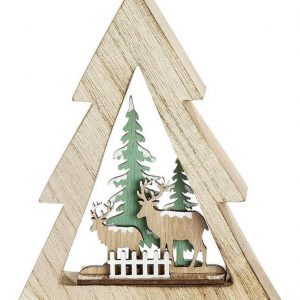 dekojohnson Künstlicher Weihnachtsbaum »Deko-Baum mit Waldmotiv 3D Holzbild Waldszene 16cm«