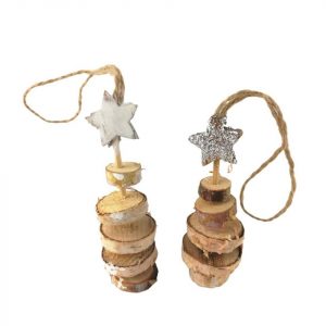 DekoTown Christbaumschmuck »12 Bäumchen an Naturkordel 10cm mit Glitter Weihnachten Anhänger Weihnachtsdeko Dekoration Holz Kordel Glitzer…