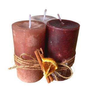 DekoTown Stumpenkerze »Set 3 St. Stumpenkerzen Kerzendeko Kerze Tischdeko Weihnachten Weinrot Rosé Braun«