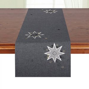 Delindo Lifestyle Tischläufer »Weihnachtssterne« (1-tlg), Glattes Gewebe, bestickt