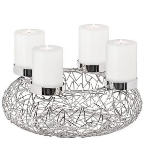 EDZARD Adventskranz »Milano L«, (34 cm) Kerzenhalter für Stumpenkerzen, Weihnachtsdeko für 4 Kerzen á Ø 8 cm, Kerzenkranz als Tischdeko mit…