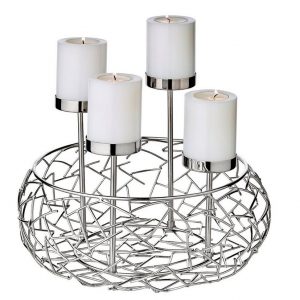 EDZARD Adventskranz »Milano Up«, (30 cm) Kerzenhalter für Stumpenkerzen, Weihnachtsdeko für 4 Kerzen á Ø 6 cm, Kerzenkranz als Tischdeko mit…