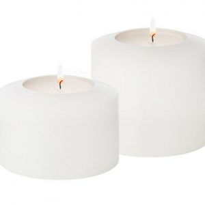 EDZARD Teelichthalter »Cornelius Ø 7 cm«, (H 5 & 7 cm) Kerzenhalter aus Kunststoff mit Stumpenkerzen-Optik – Dauerkerze, Kerzenleuchter für…