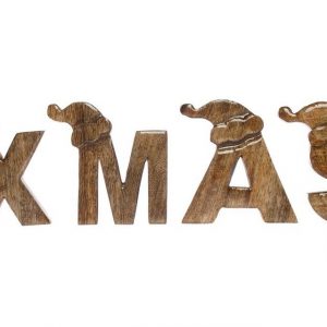 elbmöbel Deko-Buchstaben »XMAS Schriftzug Buchstaben Holz Schild Schrift braun Weihnachten Deko« (1 St., 4 tlg), Buchstaben mit Holz mit…