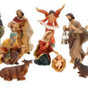 ELLUG Krippenfigur »Krippenfiguren Set 11teilig, Höhe bis zu 19cm Laterne mit Licht, Weihnachtskrippe Figuren Krippenzubehör Weihnachtsdeko, aus…