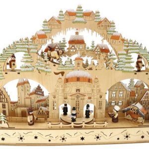 ELLUG LED Lichterbogen »3D Schwibbogen Lichterbogen Holzschnitt, drehender Chor, Glitzer, 45*9*32cm, batteriebetrieben, Timer Funktion (6h on/18h…