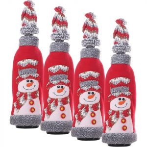 Favson Weinflaschenhalter »Weinflasche Taschen Wiederverwendbar Weihnachten Weinflasche Abdeckung für Weihnachtsdeko Abendessen Bankett Tischdeko(4...