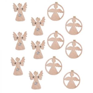 FeelGlad Dekoobjekt »Christbaumschmuck, 12 Holzanhänger in Form von Engeln, dekorative Anhänger«