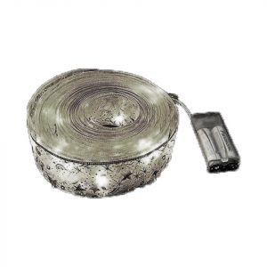 FeelGlad LED-Lichterkette »Weihnachtsband Lichterkette, 2m 20 Lichter farbiges Lichtband silber, für Garten Terrasse Dekoration«, 20-flammig