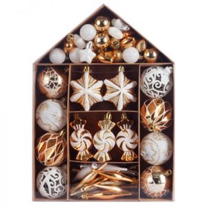 FeelGlad Weihnachtsbaumkugel »Weihnachtskugel Dekoration Set, Weiß Gold bemalte Weihnachtskugel, Christbaumbehang«