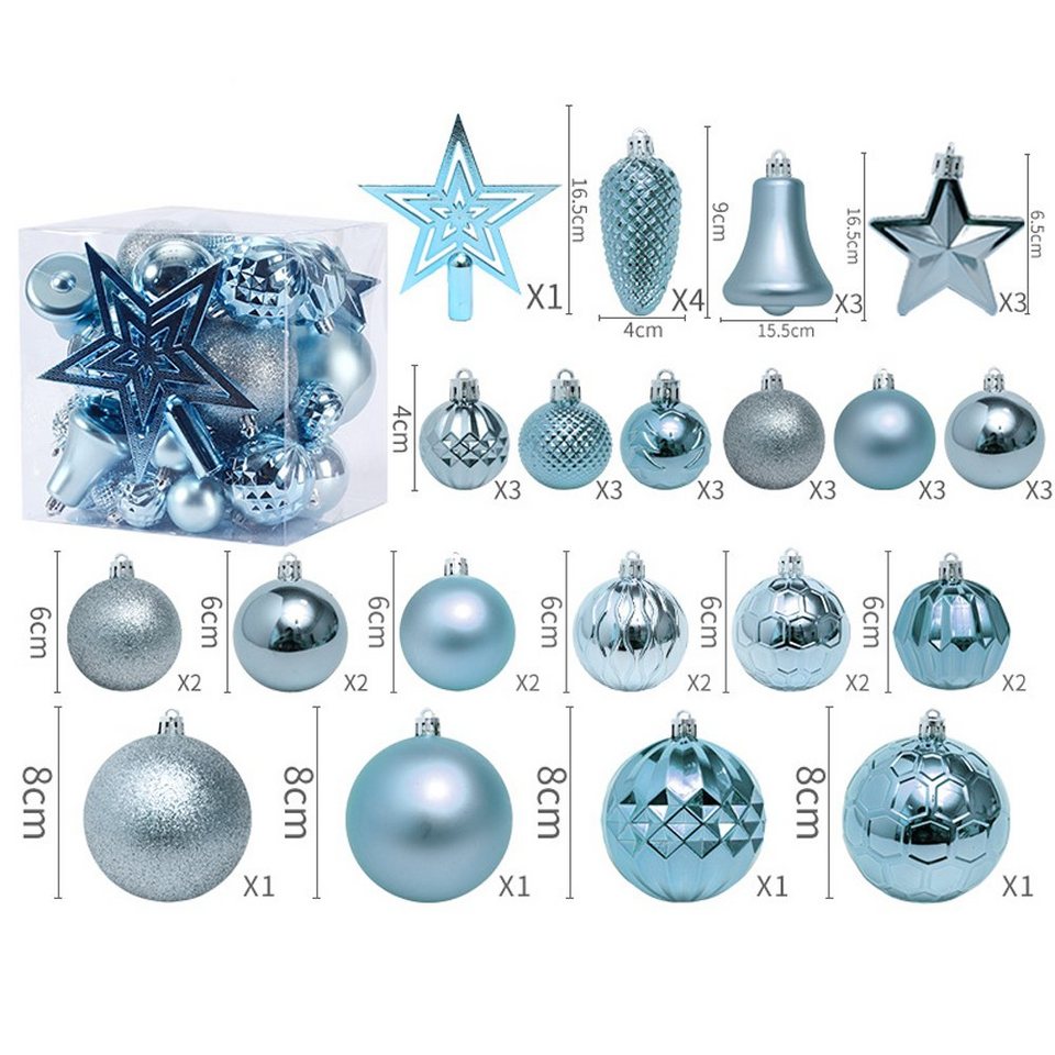 FeelGlad Weihnachtsbaumkugel »Weihnachtskugel Ornament, blau Satz von 45 Zubehör, Christbaumschmuck« – Bild 2