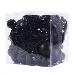 FeelGlad Weihnachtsbaumkugel »Weihnachtskugel Ornament, schwarz Satz von 45 Zubehör, Christbaumschmuck«
