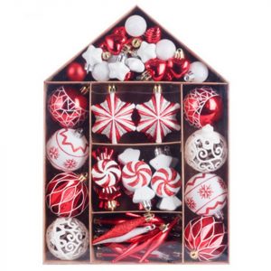 FeelGlad Weihnachtsbaumkugel »Weihnachtskugel Ornament Set, rot und weiß bemalte Weihnachtskugeln, Christbaumbehang«