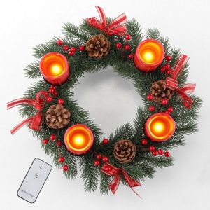 GartenHero Adventskranz »Adventskranz mit LED Echtwachskerzen und Fernbedienung Adventsleuchter Kranz«