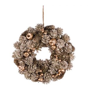 Gehlmann Adventskranz »mit Zapfen und Äpfeln, champagner«, Naturprodukt