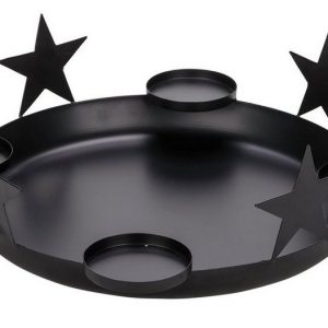 Gehlmann Adventskranz »NEU Metall Adventschale mit 4 Kerzenhalter und Sternen, schwarz, D 43,5 cm / Höhe: 11 cm, „Germany“, handgefertigt«