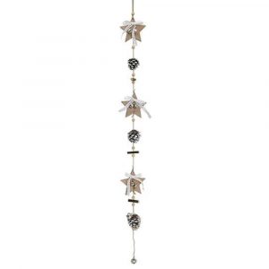Girlande Stern aus Holz Dekor Natur 7 x 85 cm