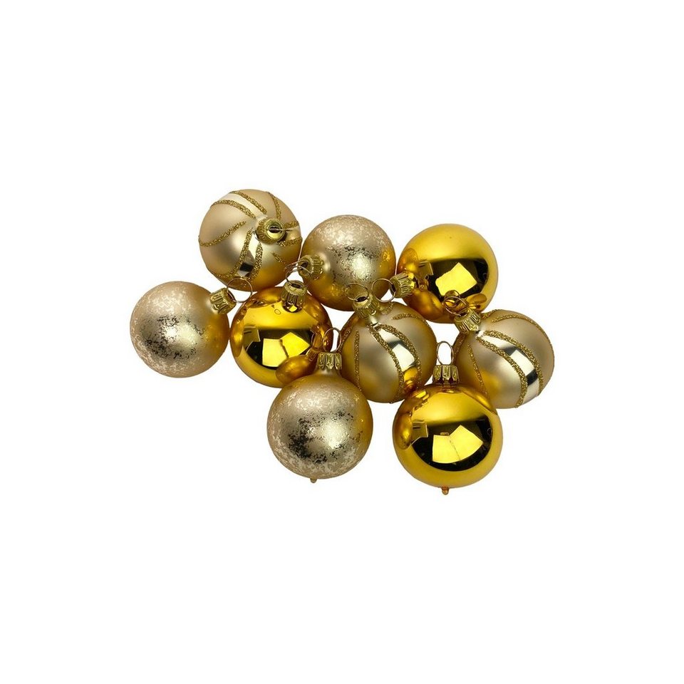 Gloelle Weihnachtsbaumkugel »4cm Kugel Satin Glow - Mini Gloelle Box im 9er-Set« (9 St), mundgeblasene & handbemalte Christbaumkugeln aus Glas
