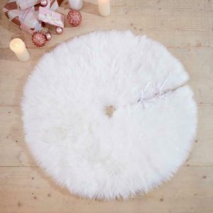 Home-trends24.de Christbaumständer »Christbaumdecke Kunstfell Tannenbaumdecke Weiß Kunstfell Weihnachtsdeko 90 cm Weihnachtsbaumdecke Weihnachtsdecke«