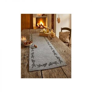 Home-trends24.de Tischläufer »Tischläufer Filz Tannenzweige Mitteldecke Band Tisch Deko Winter Weihnachten Filz Grau 40x140cm«