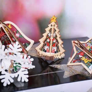 Housruse Dekoobjekt »Hängedekoration 4 PCS Weihnachts-Holz-Anhänger-Ornamente Weihnachts-Party-Handwerks-Anhänger Weihnachts-Holz-Kleiner Anhänger…