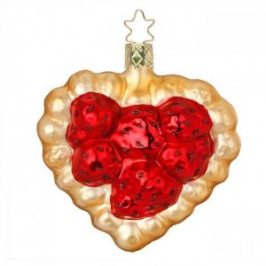 INGE-GLAS® Christbaumschmuck »Inge-Glas Christbaumanhänger Herz Erdbeer-Küchlein 9cm«, mundgeblasen