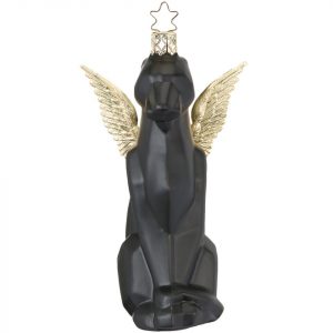 INGE-GLAS® Christbaumschmuck »Panther Engel 12,5cm schwarz, Schickimicki« (1-tlg), mundgeblasen, handbemalt