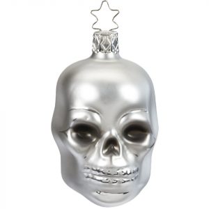 INGE-GLAS® Christbaumschmuck »Totenkopf silber 7,5 cm« (1-tlg), mundgeblasen, handbemalt