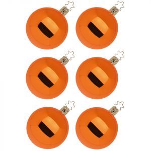 INGE-GLAS® Weihnachtsbaumkugel »Christbaumkugel Set kürbis« (6 St), mundgeblasen